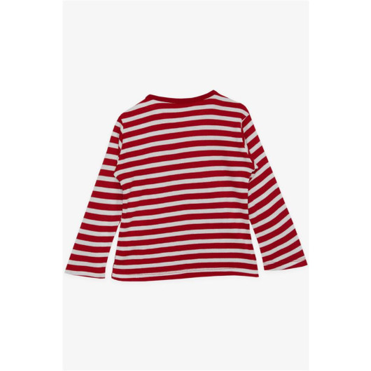 Baby Boy Long Sleeve T-Shirt Striped Popsicle Printed Red Red (9 Months-3 Years)