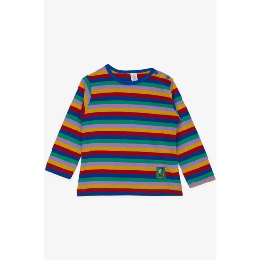 Baby Boy Long Sleeve T-Shirt Patchwork Striped Teddy Bear Printed Mixed Color (9 Months-3 Years)