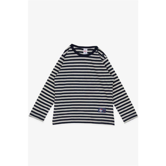 Baby Boy Long Sleeve T-Shirt With Patchwork Hat Puppy Print Navy Blue (9 Months-3 Years)