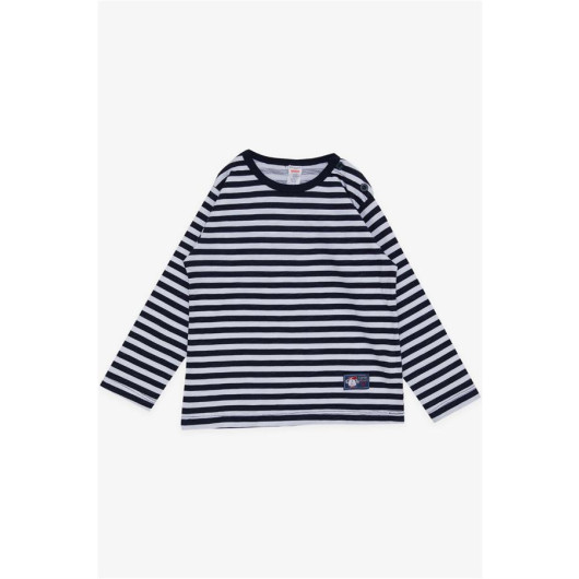 Baby Boy Long Sleeve T-Shirt With Patchwork Hat Puppy Print Navy Blue (9 Months-3 Years)