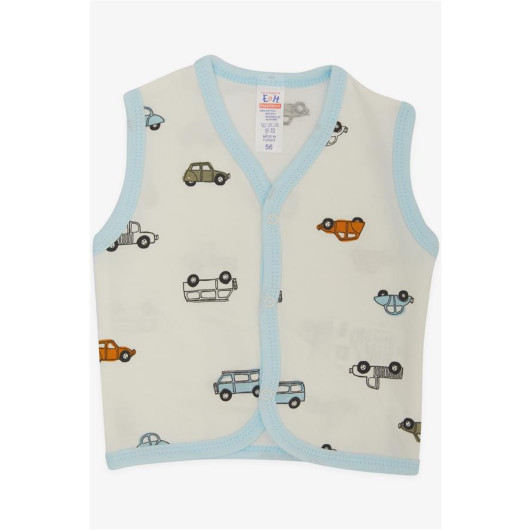 Baby Boy Vest White With Vehicle Pattern (0-3 Months)