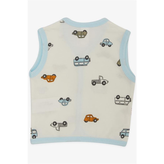Baby Boy Vest White With Vehicle Pattern (0-3 Months)