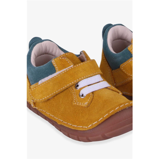 Boys Velcro Suede Shoes Mustard Yellow (Number 19-22)