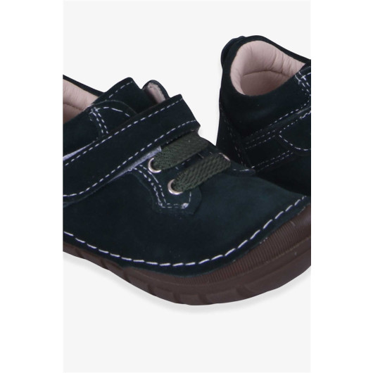 Boys Velcro Suede Shoes Dark Green (Number 19-22)