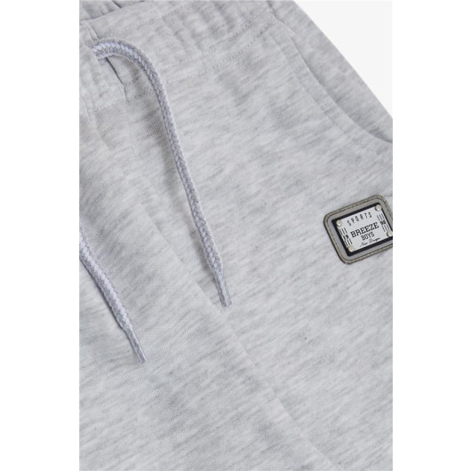 Boy's Sweatpants Light Gray Melange With Lace Accessory Pocket (Ages 5-9)