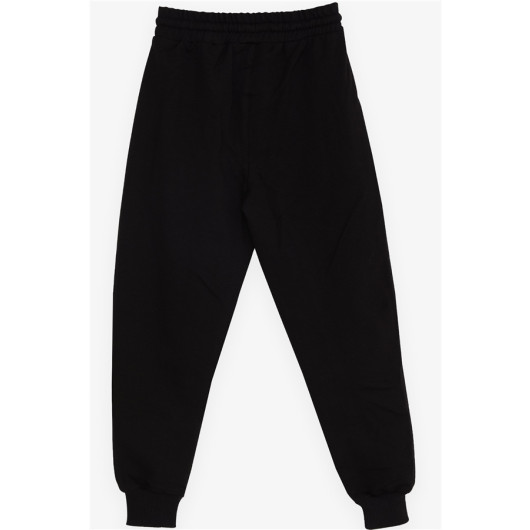 Boy's Sweatpants With Lace-Up Pocket Black (4-8 Years)