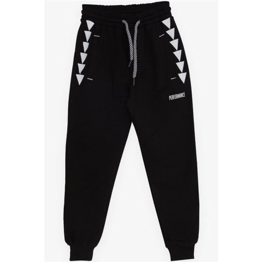 Boy's Sweatpants With Lace-Up Pocket Black (4-8 Years)