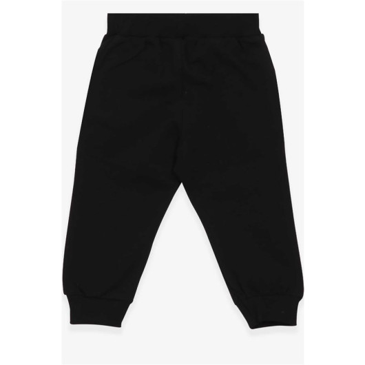 Boy's Sweatpants Printed Black With Pocket (1.5-5 Years)