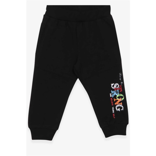 Boy's Sweatpants Printed Black With Pocket (1.5-5 Years)