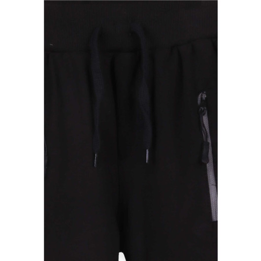 Boy's Sweatpants Printed Black (8-14 Years)