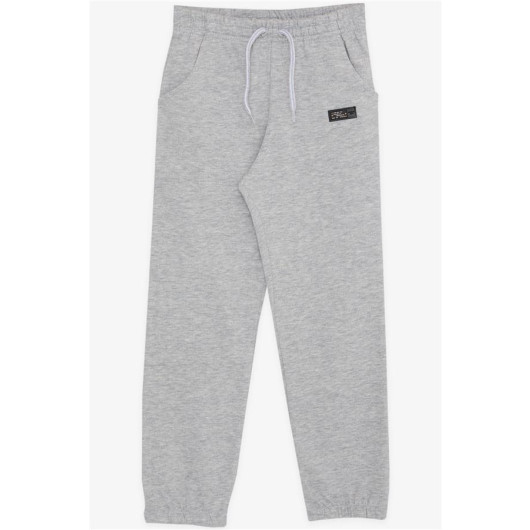 Boy's Sweatpants With Pockets Elastic Waist Lace Up Gray (5-9 Years)