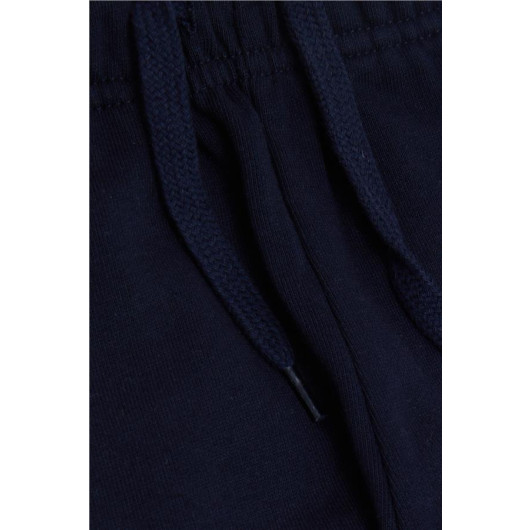 Boy's Sweatpants With Pocket And Lace Accessory Navy Blue (Ages 5-9)