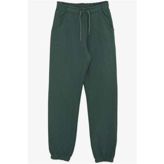 Boy's Sweatpants Green With Pocket And Lace Accessory (Ages 10-14)