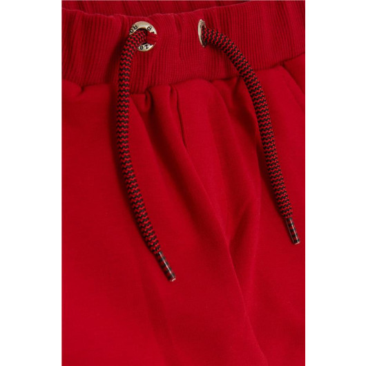 Boy's Sweatpants Red With Pocket (Ages 3-8)