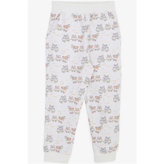 Boy's Sweatpants Cheerful Animal Patterned White (1-4 Years)