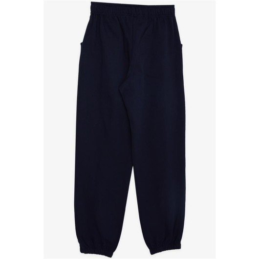 Boy's Sweatpants With Elastic Lace Accessory Navy Blue (Ages 10-14)