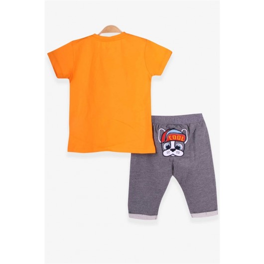 Boy's Tracksuit Suit Puppy Embroidered Orange (1-1.5 Years)