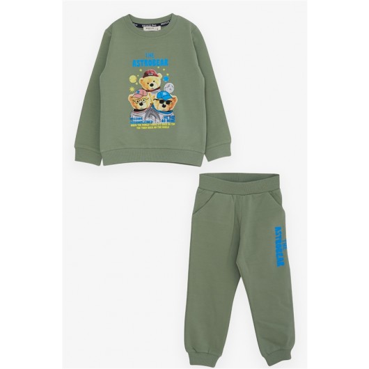Boys Tracksuit Set Astronaut Bears Printed Mint Green (2-5 Ages)