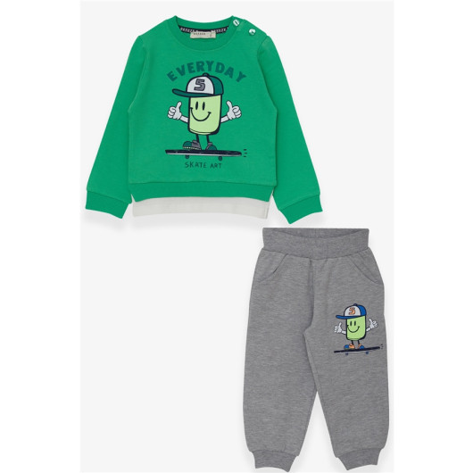 Boys Tracksuit Set Printed Green (1-4 Ages)