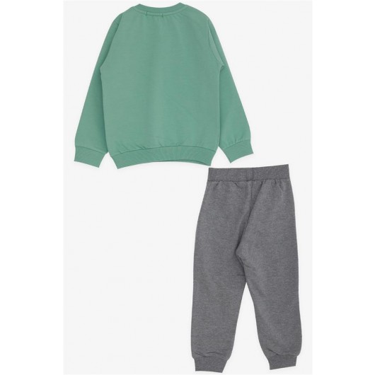 Mint Green Dinosaur Boy's Sports Pajama Set (1.5-5 Years)