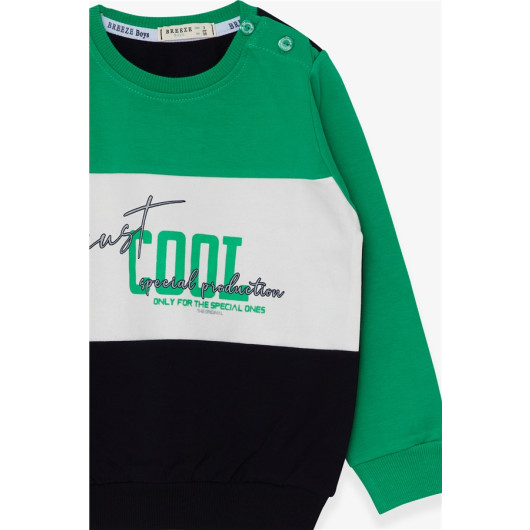 Boys Tracksuit Set Text Printed Green (1.5-2 Years)