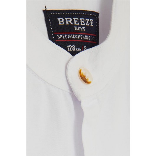 Boy's Shirt Cuffed Buttoned White (8-12 Years)