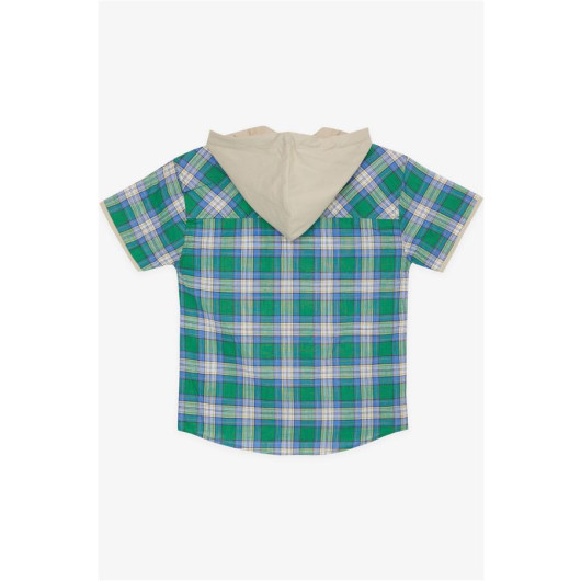 قميص ولادي بغطاء راس بنقشة كاروه لون متنوع (5-8 سنوات)