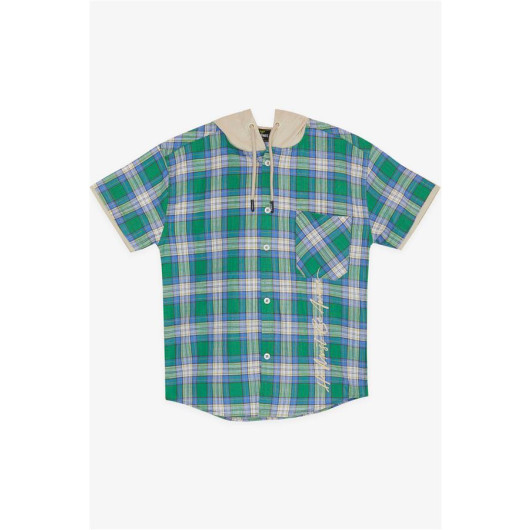 Boy's Shirt Checked Patterned Hoodie Mixed Color (5-8 Years)