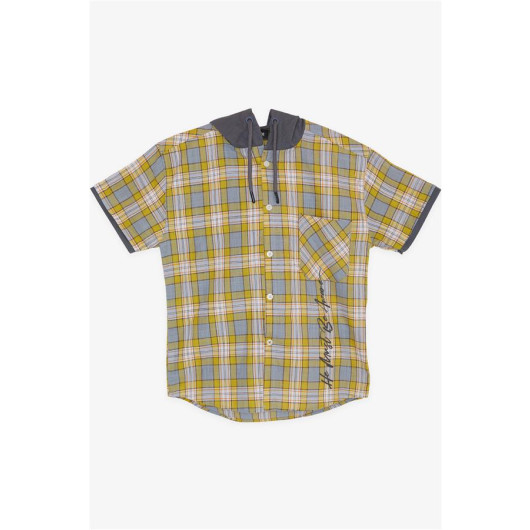 Boy's Shirt Checked Patterned Hoodie Mixed Color (5-8 Years)