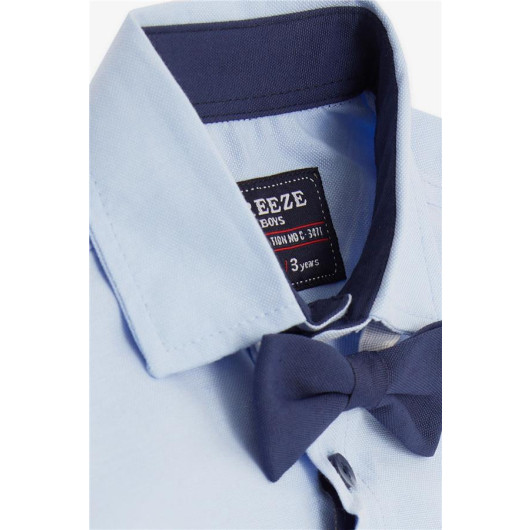 Boy's Shirt With Bow Tie Blue (3-7 Years)