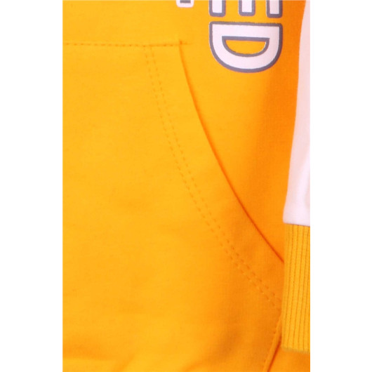 Boy Cardigan Printed Hoodie Yellow (4-8 Years)