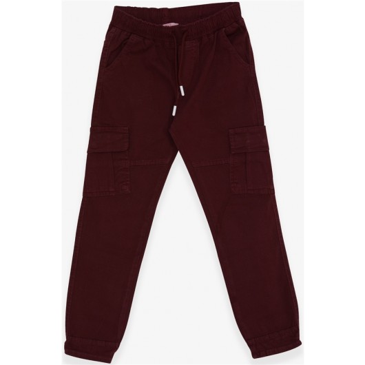 Boys Jeans Claret Red With Elastic Waist Pocket (8-14 Years)