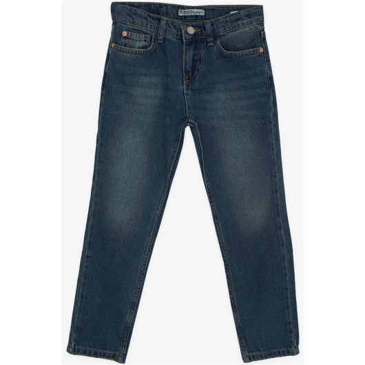 Boy's Jeans Pants With Pocket Zipper, Blue (Age 5-9)