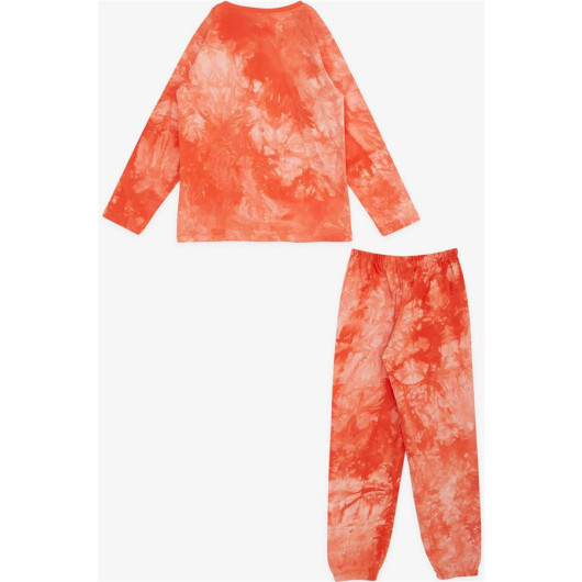 Boys Pajamas Set Tie-Dye Patterned Orange (9-12 Years)