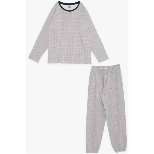Boys Pajamas Set Patterned Ecru (9-12 Ages)