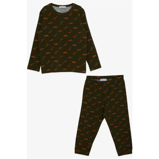 Boy's Pajama Set Dinosaur Patterned Dark Green (Age 3-4)