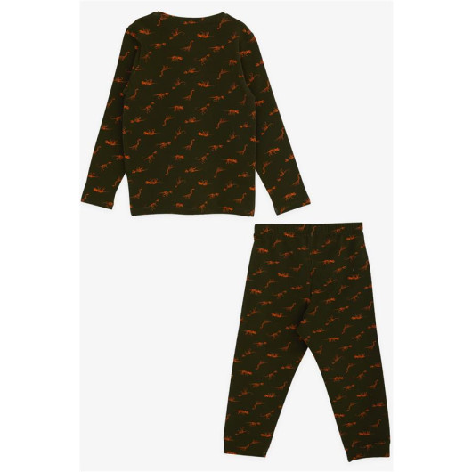 Boy's Pajama Set Dinosaur Patterned Dark Green (Age 3-4)