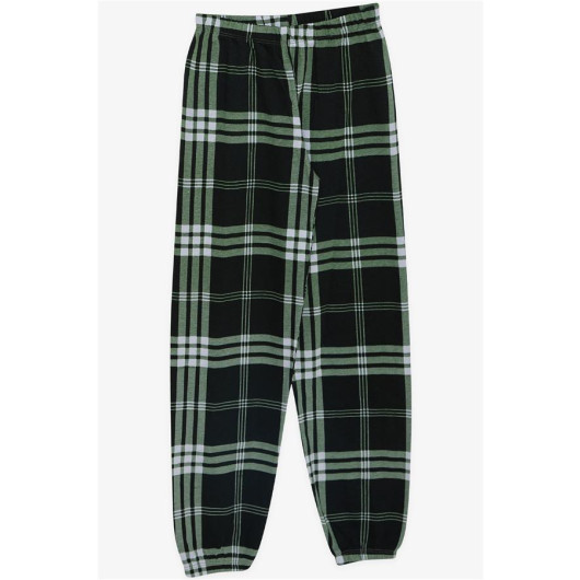 Boy's Pajama Set Plaid Patterned Dark Green (Ages 4-8)