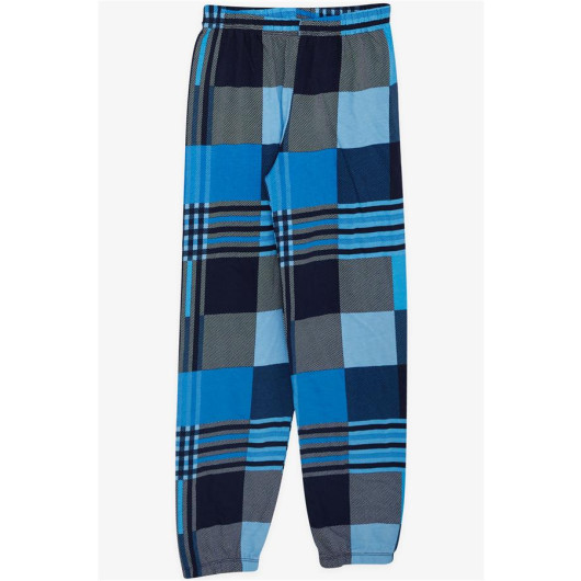 Boy's Pajama Set Plaid Patterned Blue (Age 4-8)
