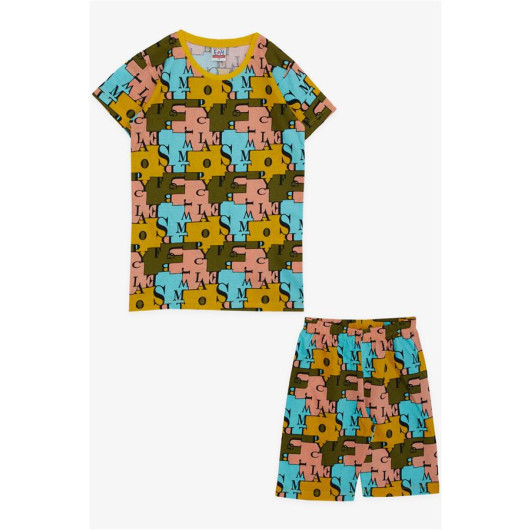 Boy's Pajama Set Letter Patterned Mixed Color (Ages 4-8)
