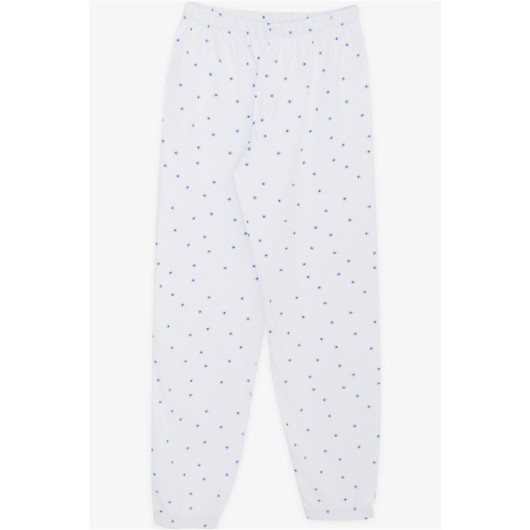 Boys Cotton Blue Dotted Pajama Set White (9-12 Years)