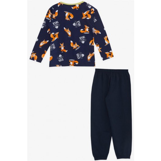 Boys Pajama Set, Navy Printed (4-8 Ages)
