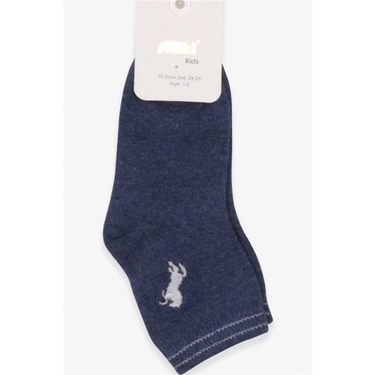 Boys Socks With Horse Embroidery Indigo (1-12 Years)