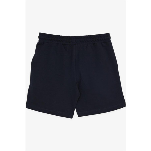 Boy's Shorts Waist Elasticated Coated Pockets Navy (6-14 Years)