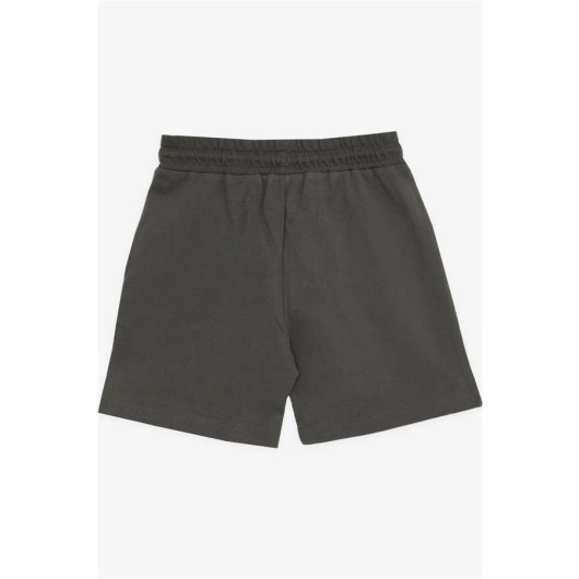 Boy's Shorts Waist Elastic Waist Pocket Laced Khaki Green (6-14 Years)