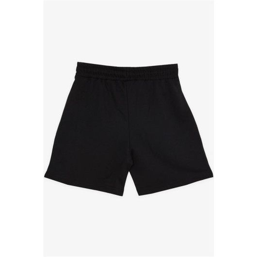 Boy's Shorts Waist Elastic Pocket Lace-Up Black (6-14 Years)