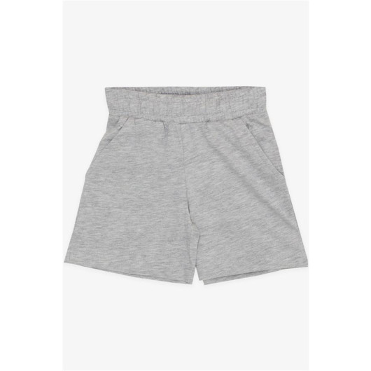 Boys Shorts Solid Color Light Gray Melange (3-7 Years)