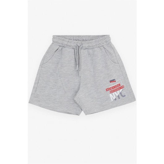 Boy Shorts With Pocket And Drawstring Letter Print Silver Color (3-7 Years)