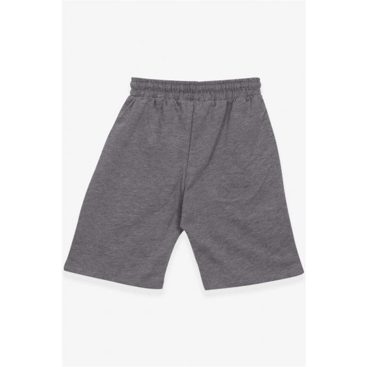 Boy Shorts Printed Elastic Waist With Rope Gray (8-14 Years)