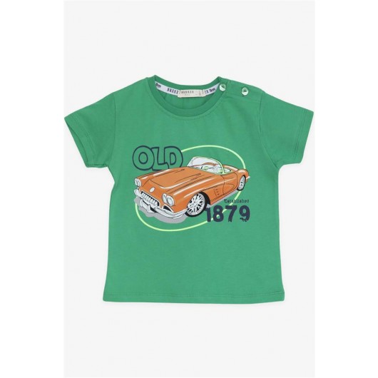 طقم شورت للأولاد بطبعة سيارة لون أخضر (1.5-5 سنوات)